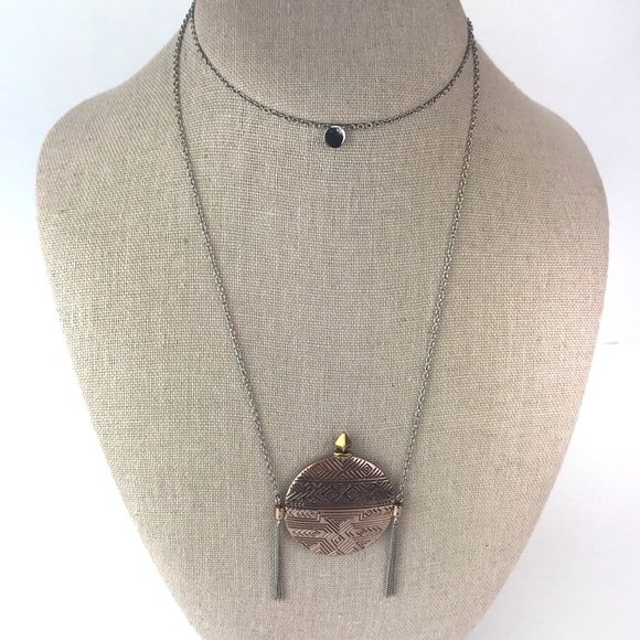 House of Harlow Mosiac Aztec Tassel Long Necklace - Picture 3 of 7